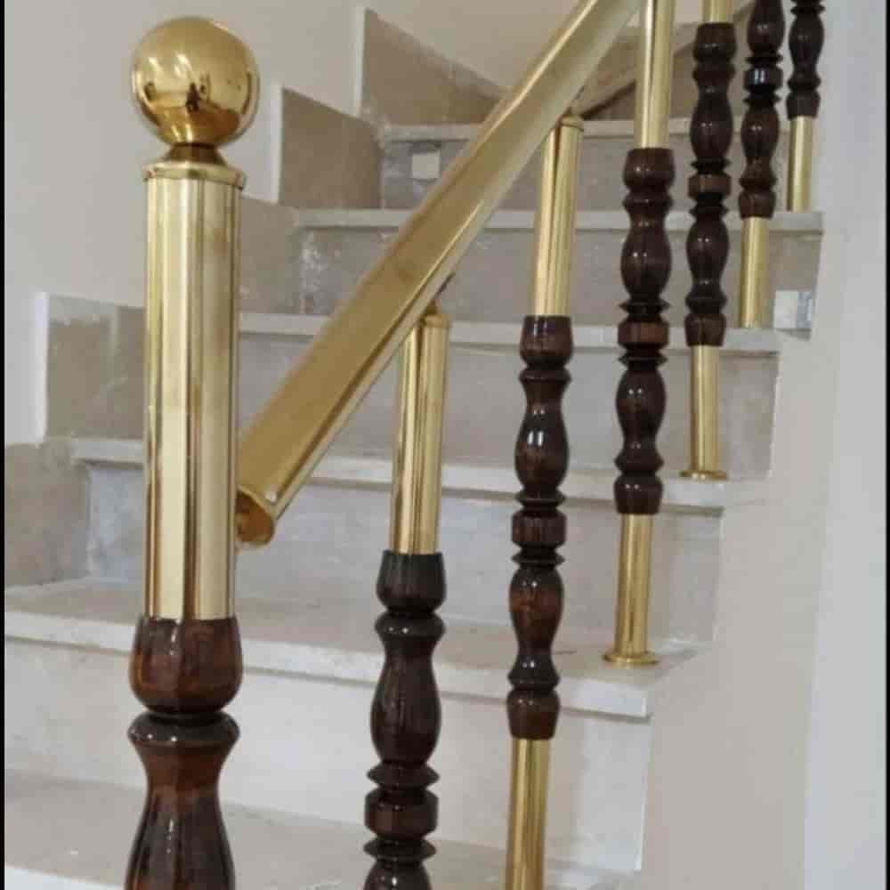 نرده استیل طلایی و چوب